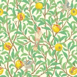 Nordisk Textil Arts & Crafts Tyger|Gardintyger Mönstrade|Paradisträd tyg - Frodiga grenar, frukt och fåglar