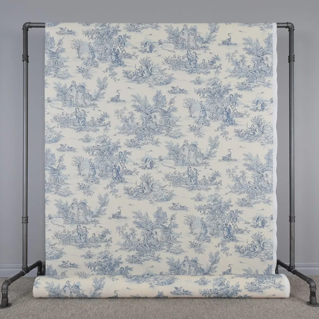 Nordisk Textil Gardintyger Mönstrade|Pastorale tyg med Toile de Jouy mönster
