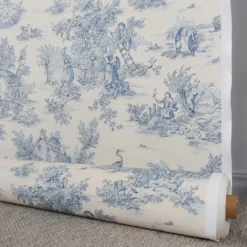 Nordisk Textil Gardintyger Mönstrade|Pastorale tyg med Toile de Jouy mönster