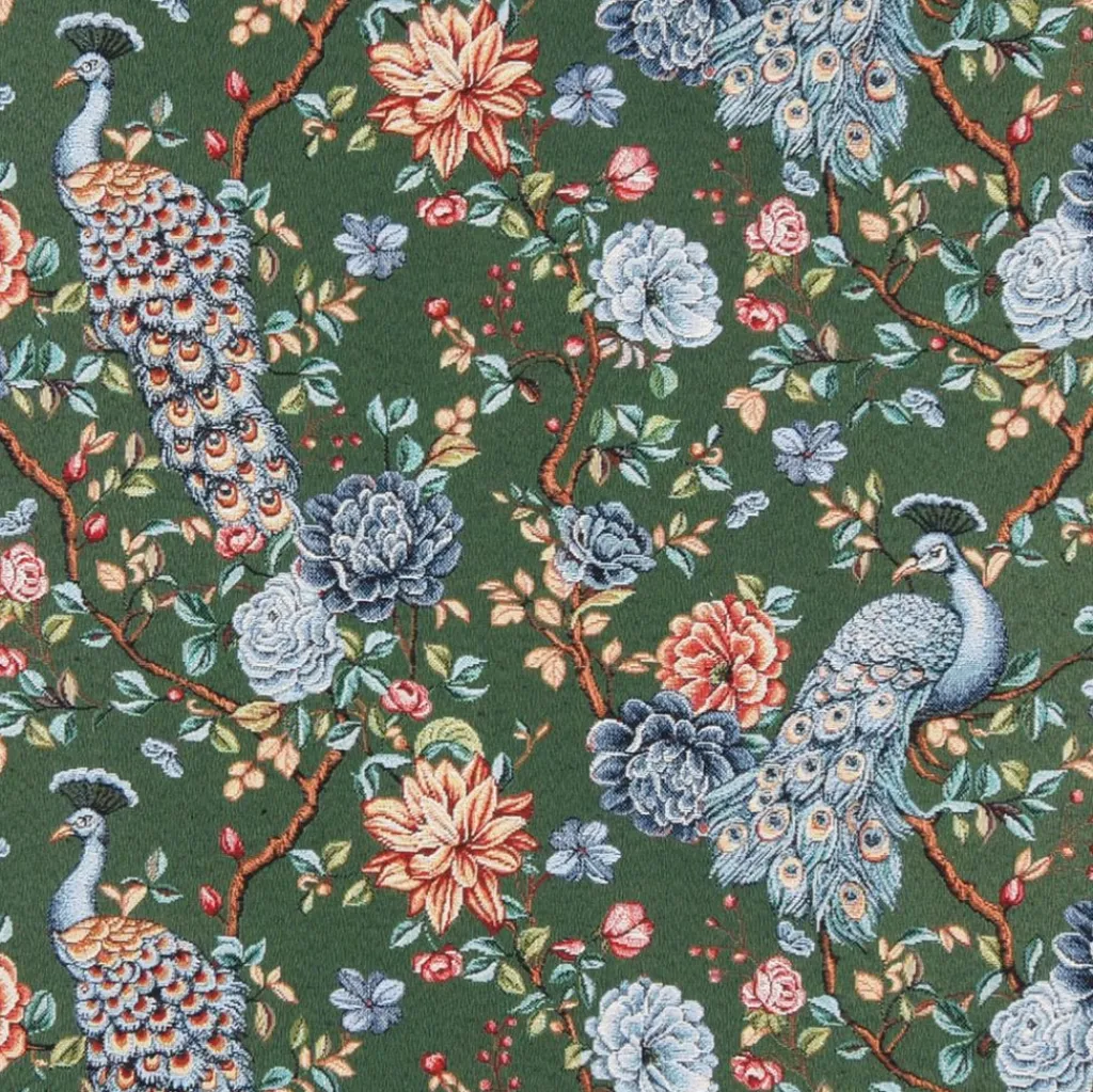 Nordisk Textil Mönstrade Möbeltyger|Peacock garden grön gobeläng