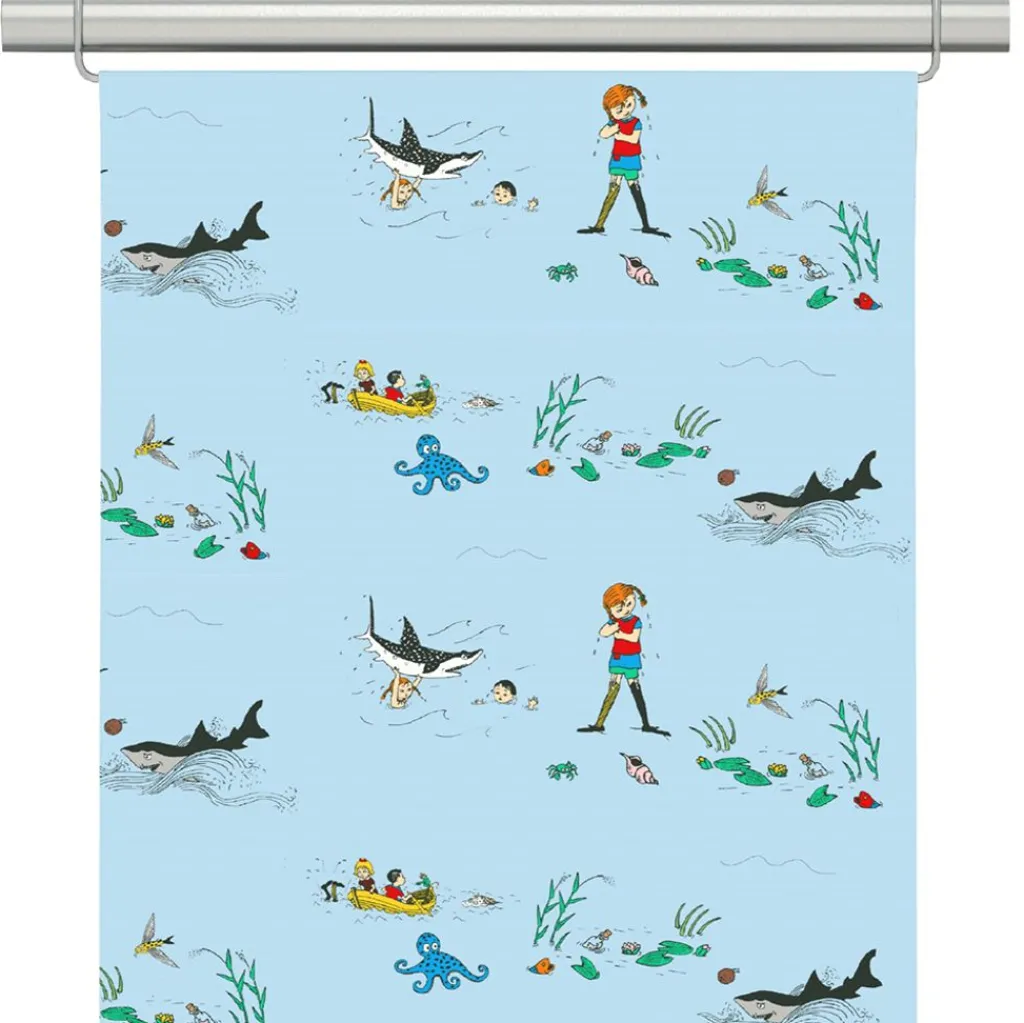 Arvidssons textil Panelgardiner|Pippi i söderhavet panel – Blå Panelgardin