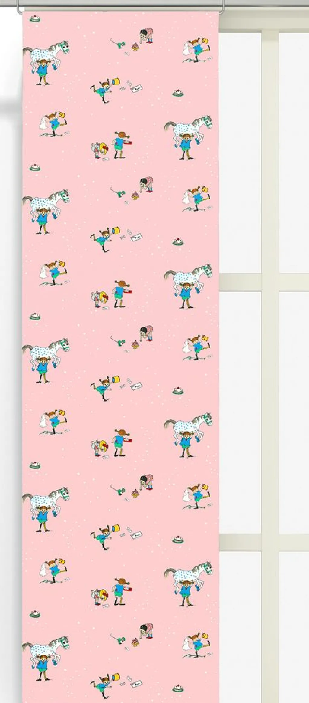 Arvidssons textil Panelgardiner|Pippi med vänner panel – Rosa Panelgardin