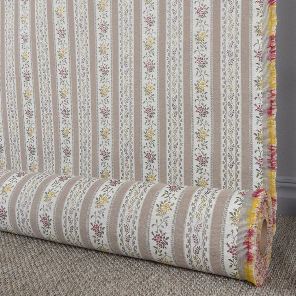 Nordisk Textil Randiga Möbeltyger|Mönstrade Möbeltyger|Portugal beige randigt stiltyg för möbelklädsel