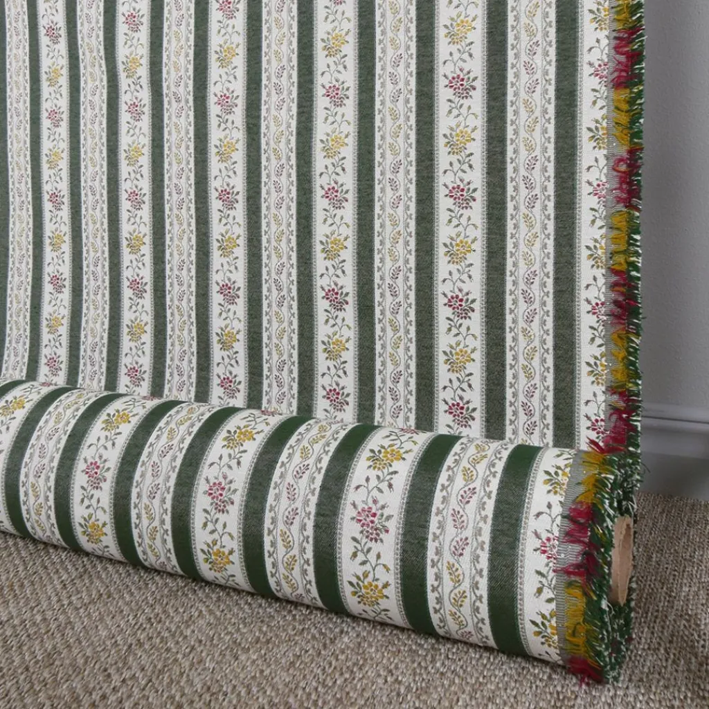 Nordisk Textil Randiga Möbeltyger|Mönstrade Möbeltyger|Portugal grön randigt stiltyg för möbelklädsel