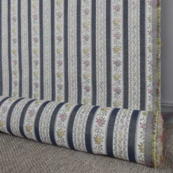 Nordisk Textil Randiga Möbeltyger|Mönstrade Möbeltyger|Portugal marinblå randigt stiltyg för möbelklädsel