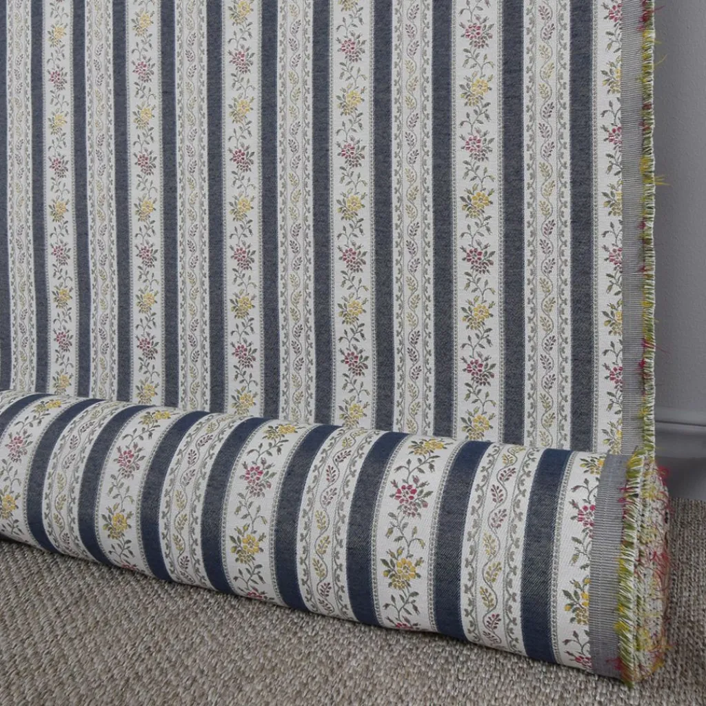 Nordisk Textil Randiga Möbeltyger|Mönstrade Möbeltyger|Portugal marinblå randigt stiltyg för möbelklädsel