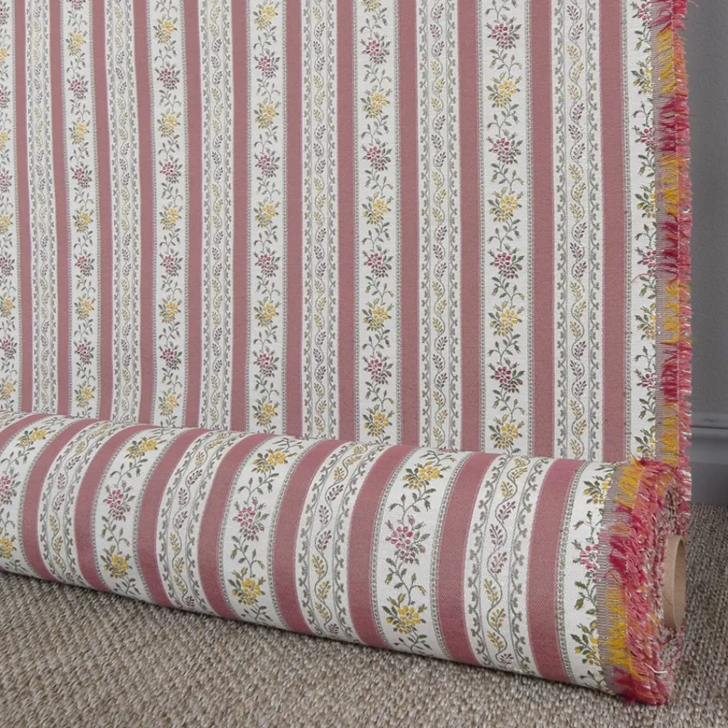 Nordisk Textil Randiga Möbeltyger|Mönstrade Möbeltyger|Portugal rosa randigt stiltyg för möbelklädsel