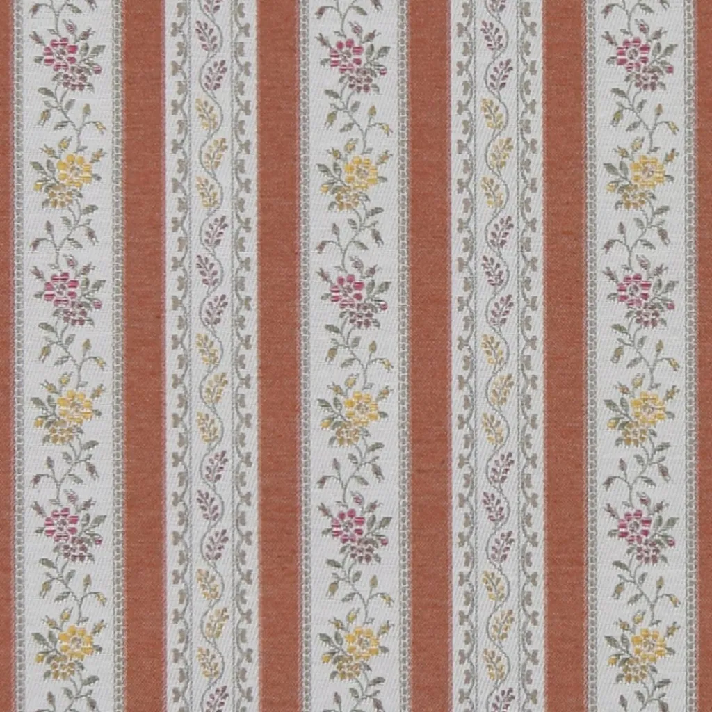 Nordisk Textil Randiga Möbeltyger|Mönstrade Möbeltyger|Portugal terrakotta randigt stiltyg för möbelklädsel