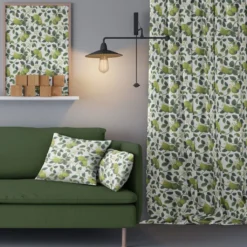 Arvidssons textil Gardiner Mönstrade|Äppellycka grön gardiner