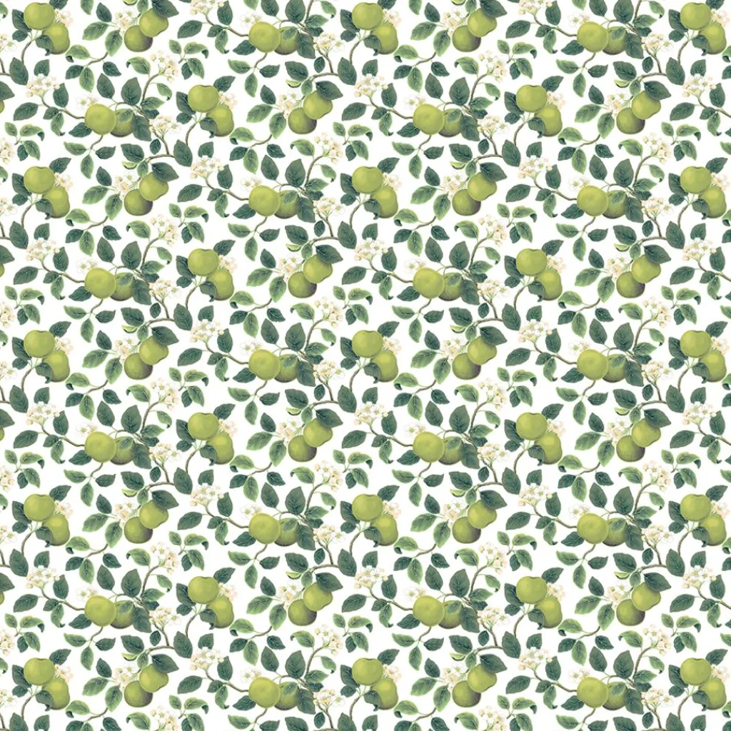 Arvidssons textil Gardintyger Mönstrade|Arvidssons Textil|Äppellycka grön tyg