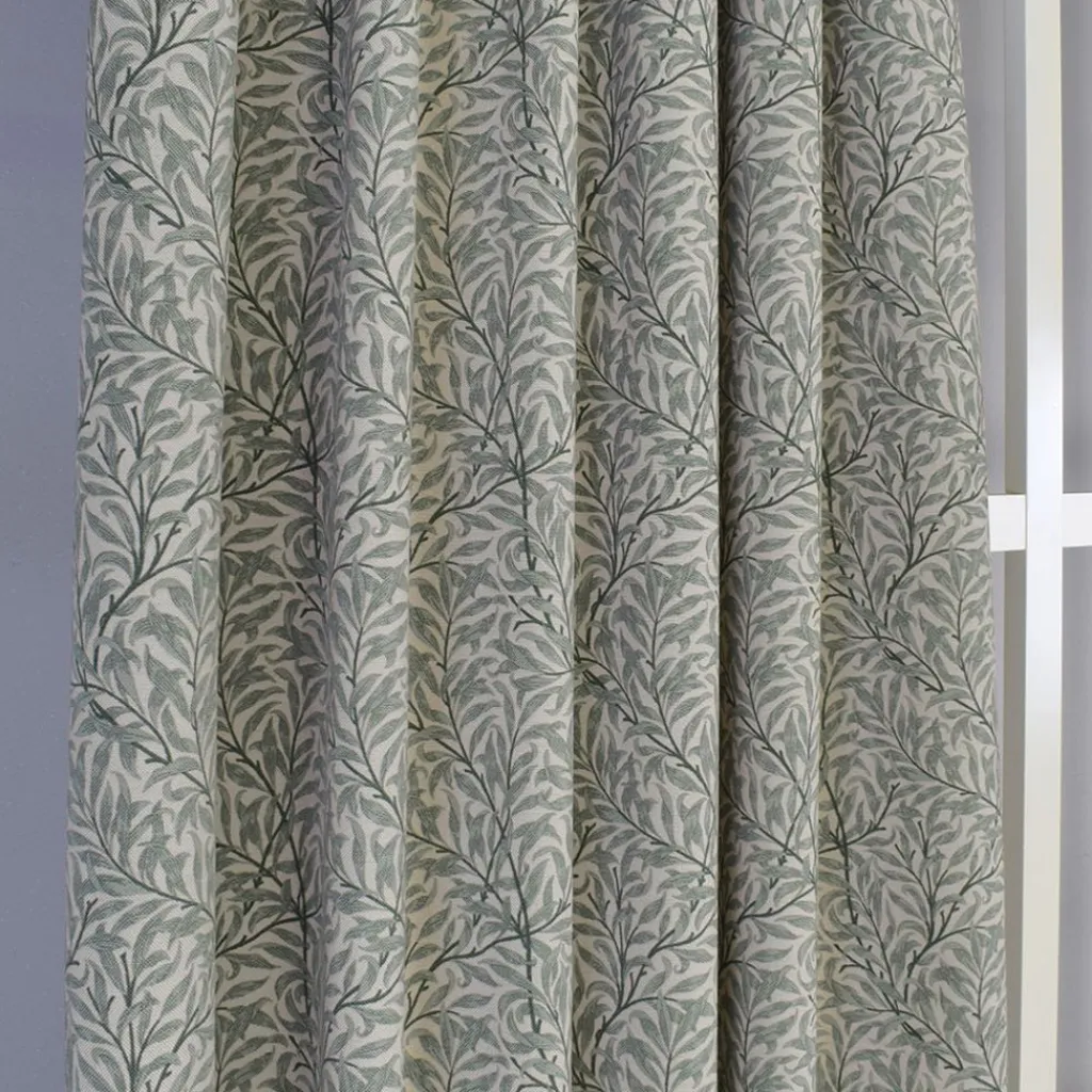 Gardiner Mönstrade|Ramas beige-mint gardiner med kvistar och blad
