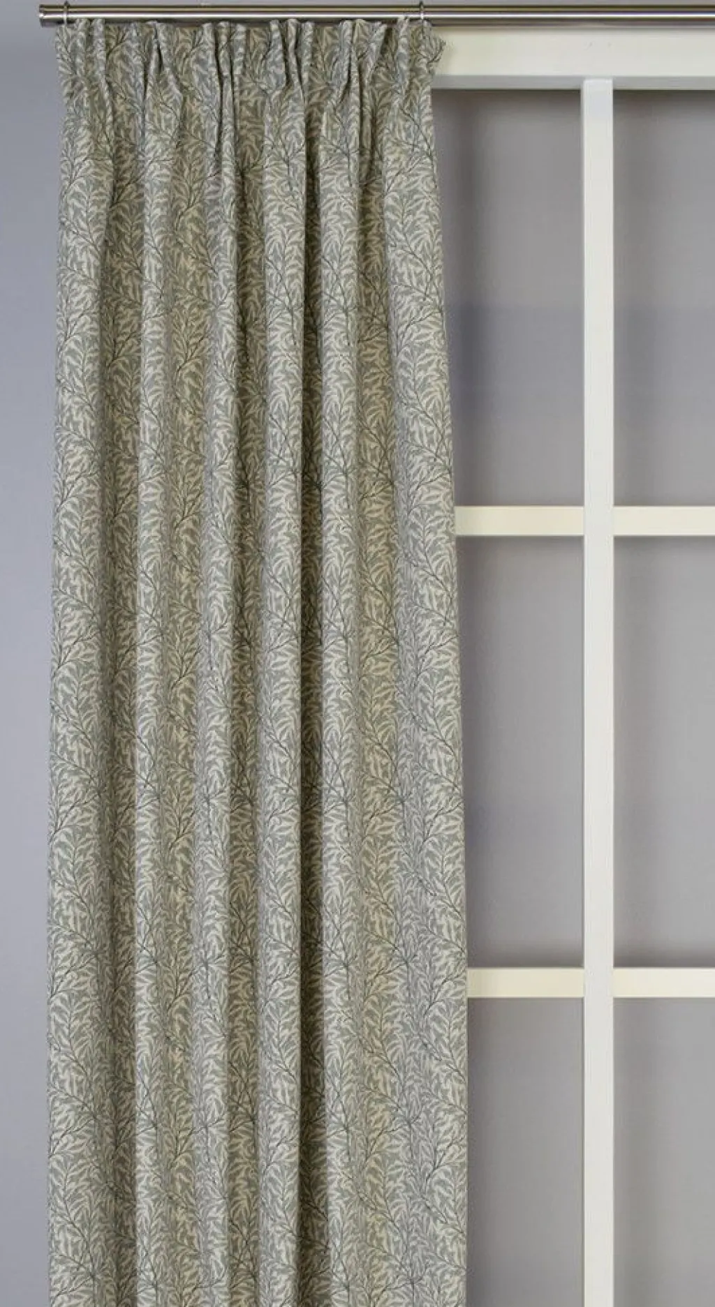 Gardiner Mönstrade|Ramas beige-mint gardiner med kvistar och blad