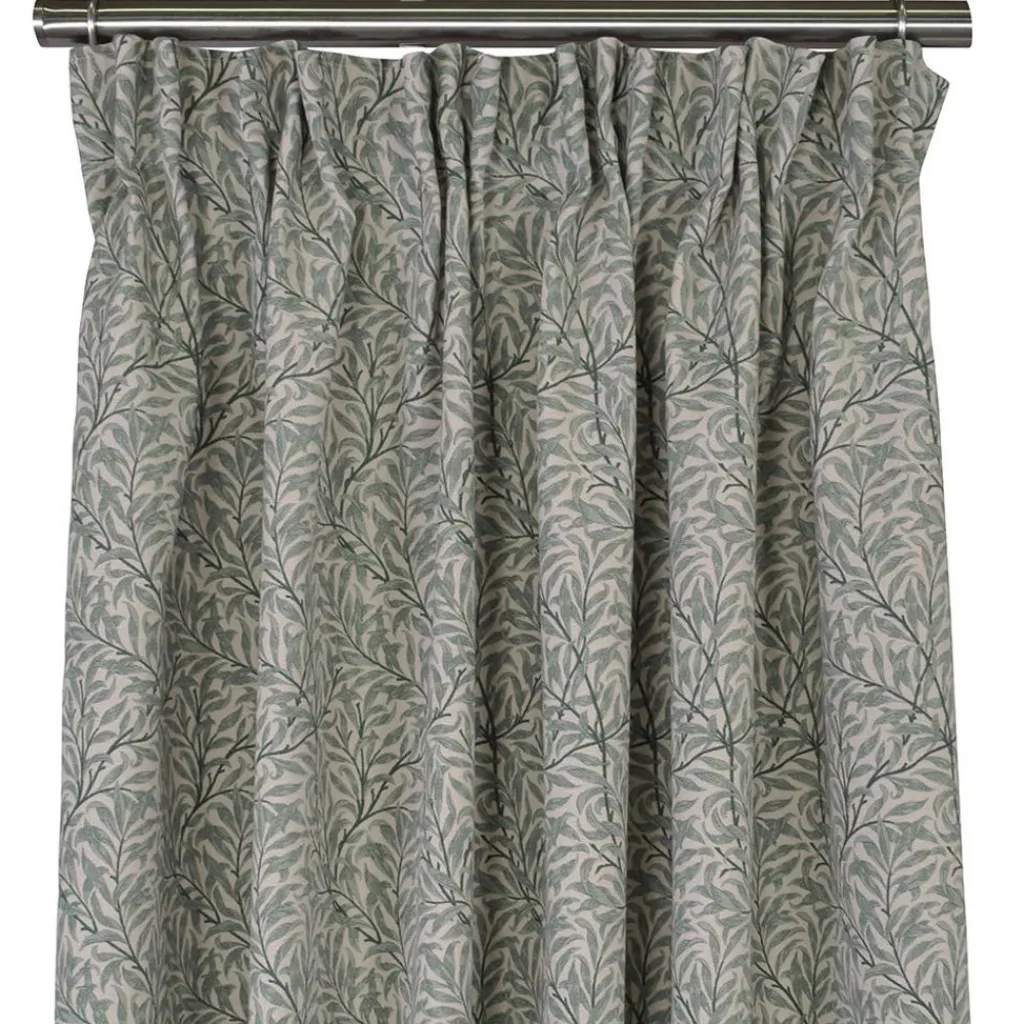 Gardiner Mönstrade|Ramas beige-mint gardiner med kvistar och blad