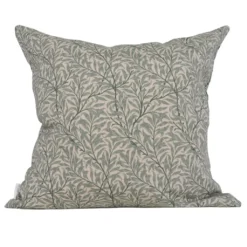 Mönstrade Kuddfodral|Ramas beige-mint kuddfodral med kvistar och blad