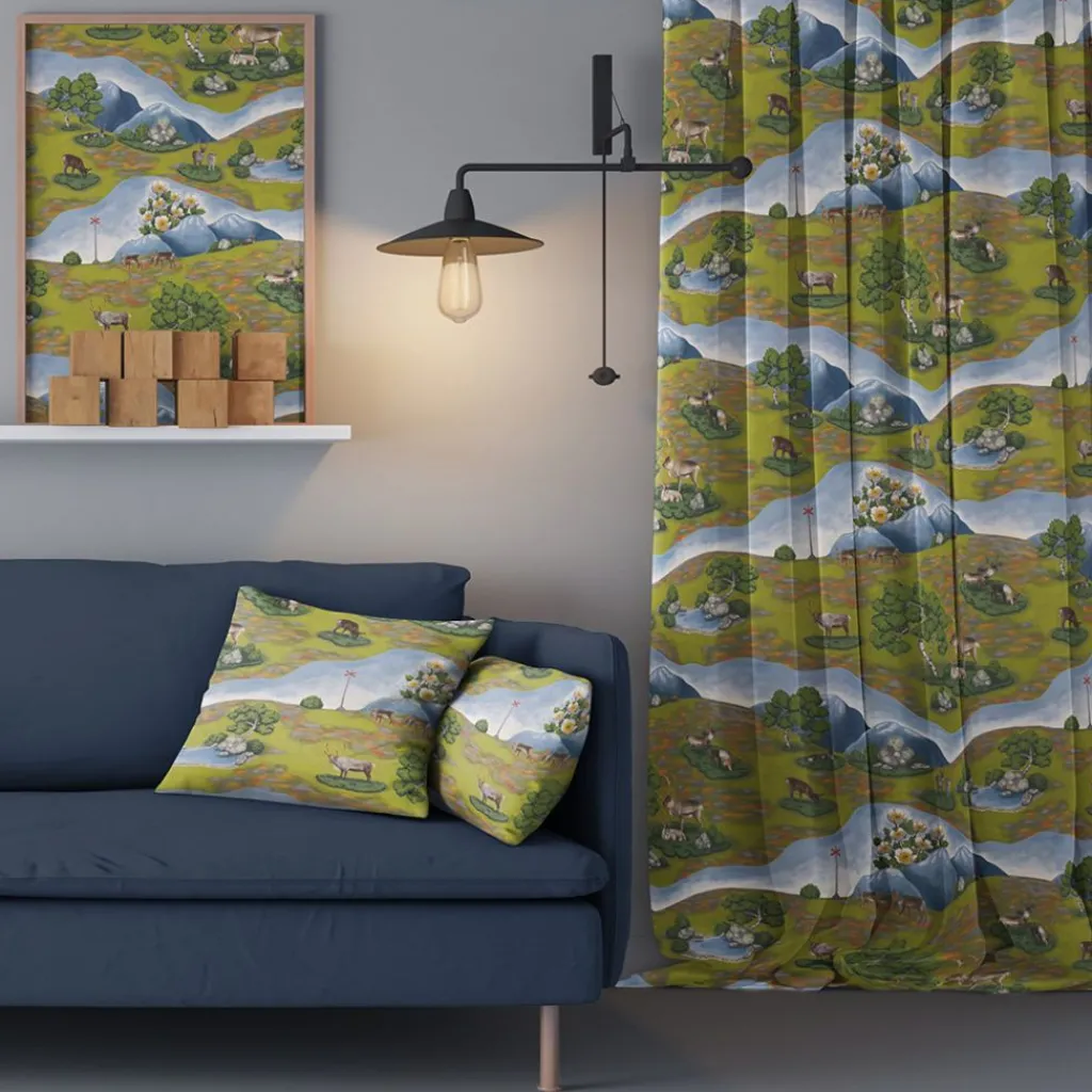 Arvidssons textil Gardintyger Mönstrade|Arvidssons Textil|Renvandring grön tyg