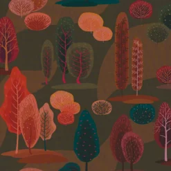 Gardintyger Mönstrade|Retro Trees Park Tyg