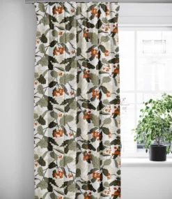 Arvidssons textil Gardiner Mönstrade|Rönnkvist grön gardiner