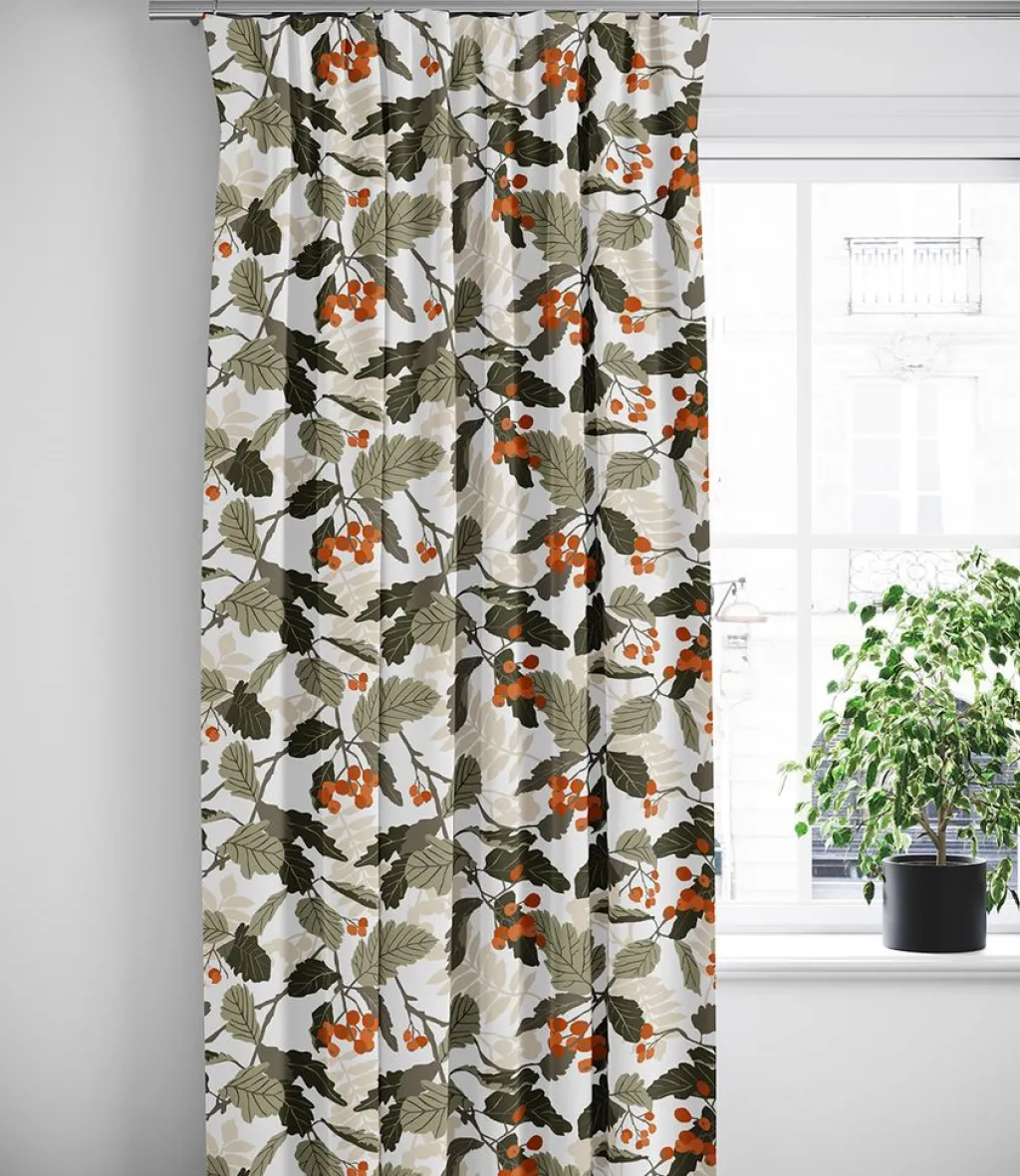 Arvidssons textil Gardiner Mönstrade|Rönnkvist grön gardiner