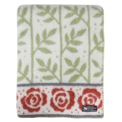 Kerstin Landström Design Ullfiltar|Rosengård grön-röd ullfilt 130x180cm -