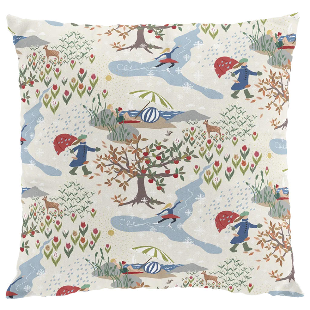 Arvidssons textil Mönstrade Kuddfodral|Årstider beige kuddfodral