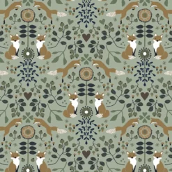 Gardintyger Mönstrade|Arvidssons Textil|Rävstigen grön tyg