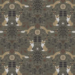 Arvidssons textil Gardintyger Mönstrade|Arvidssons Textil|Rävstigen khaki tyg