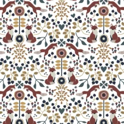 Arvidssons textil Gardintyger Mönstrade|Arvidssons Textil|Rävstigen vit-röd tyg