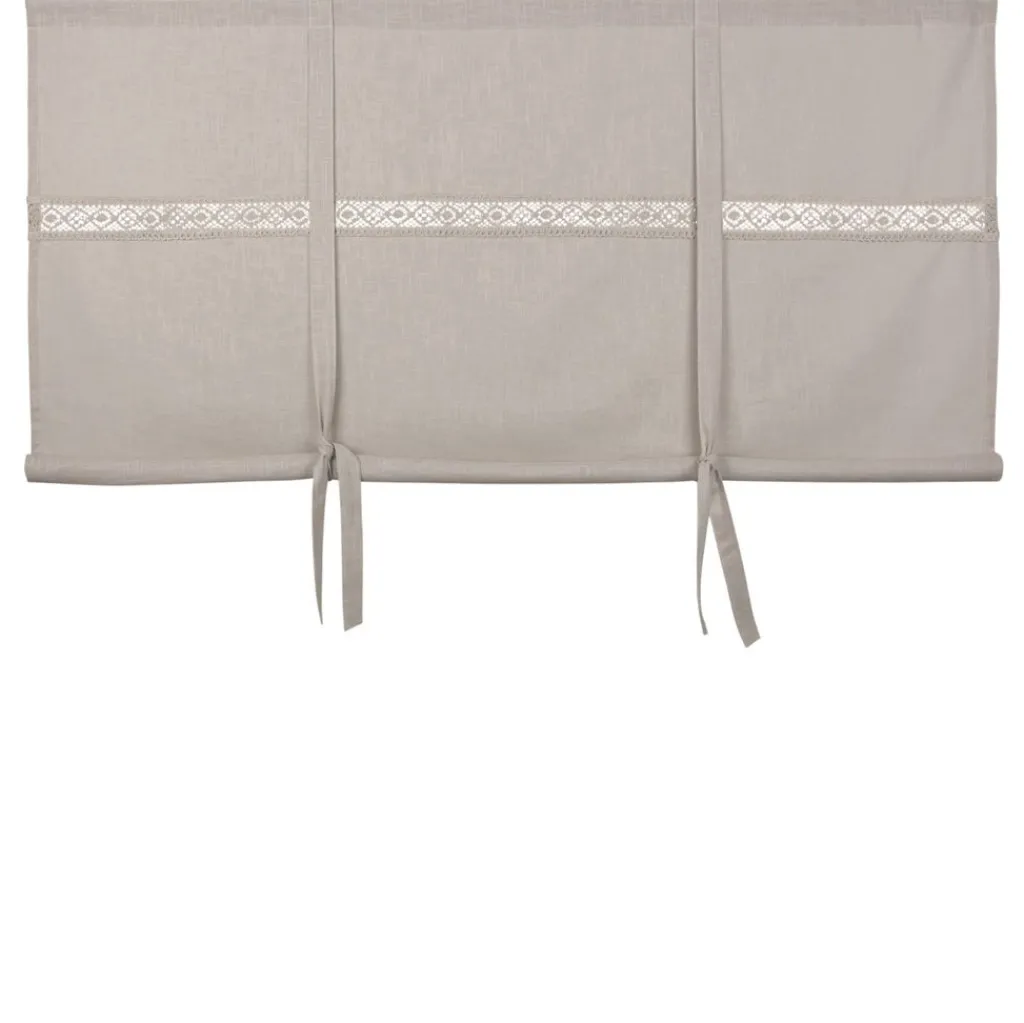 Fondaco Hissgardiner|Sanna beige hissgardin med dekorativt spetsband