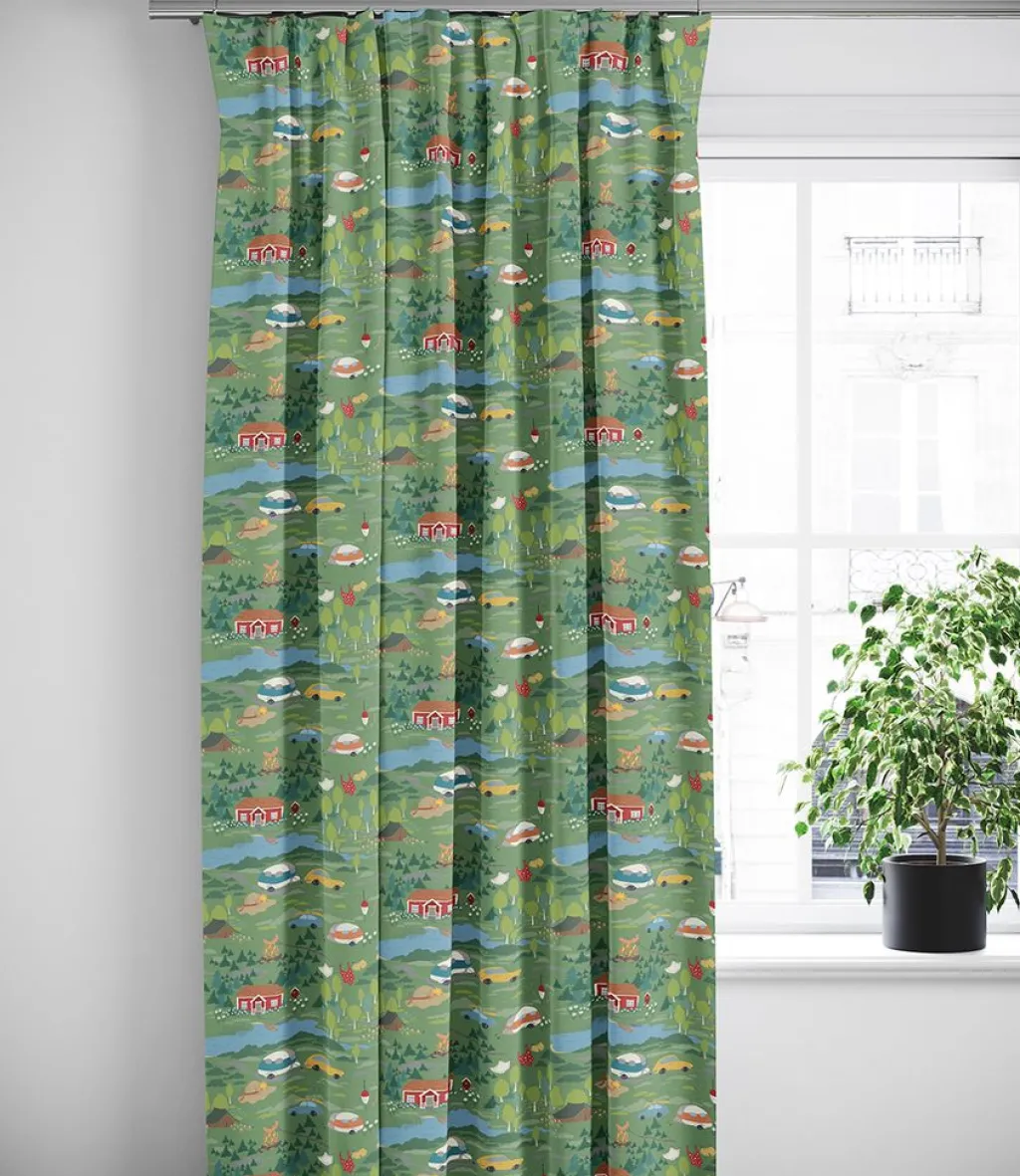 Arvidssons textil Gardiner Mönstrade|Semester grön gardiner – sommar och camping