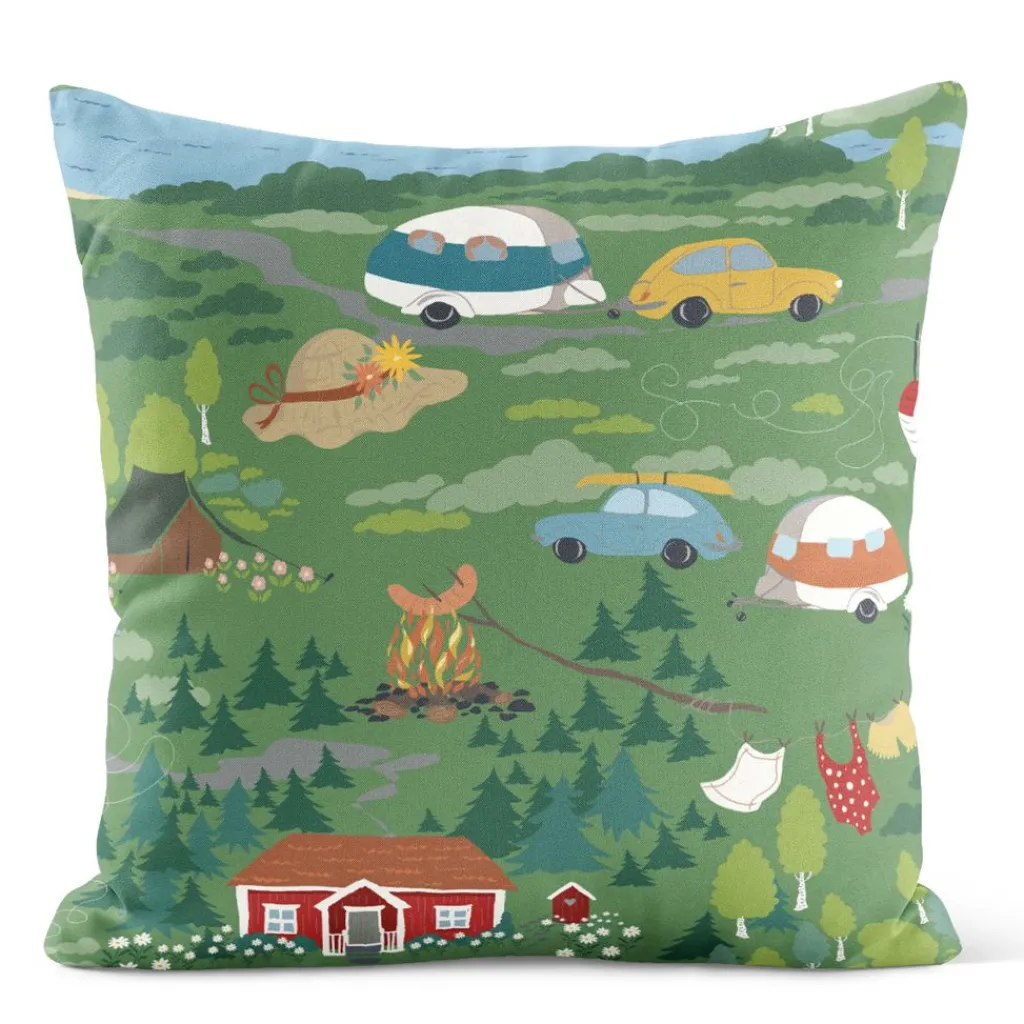 Arvidssons textil Mönstrade Kuddfodral|Semester grön kuddfodral