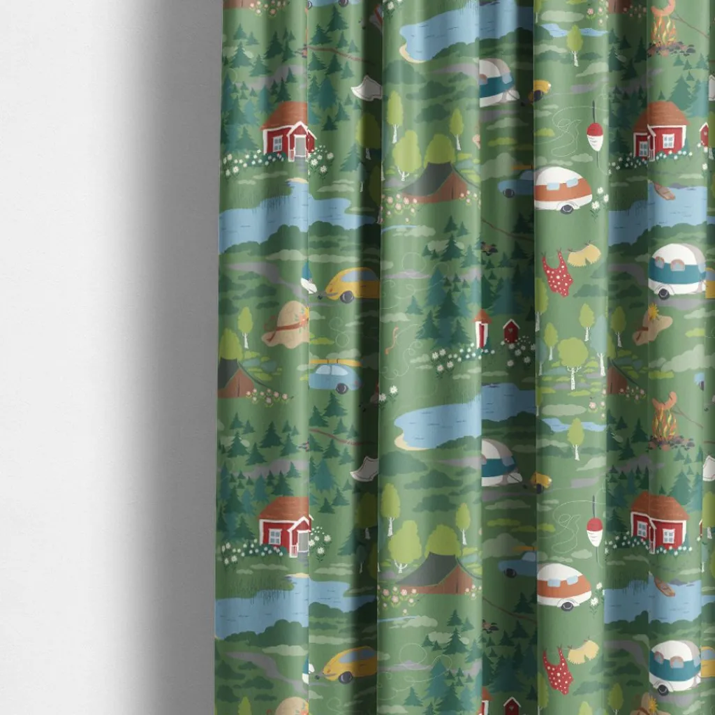 Arvidssons textil Gardintyger Mönstrade|Arvidssons Textil|Semester grön tyg – sommar och camping