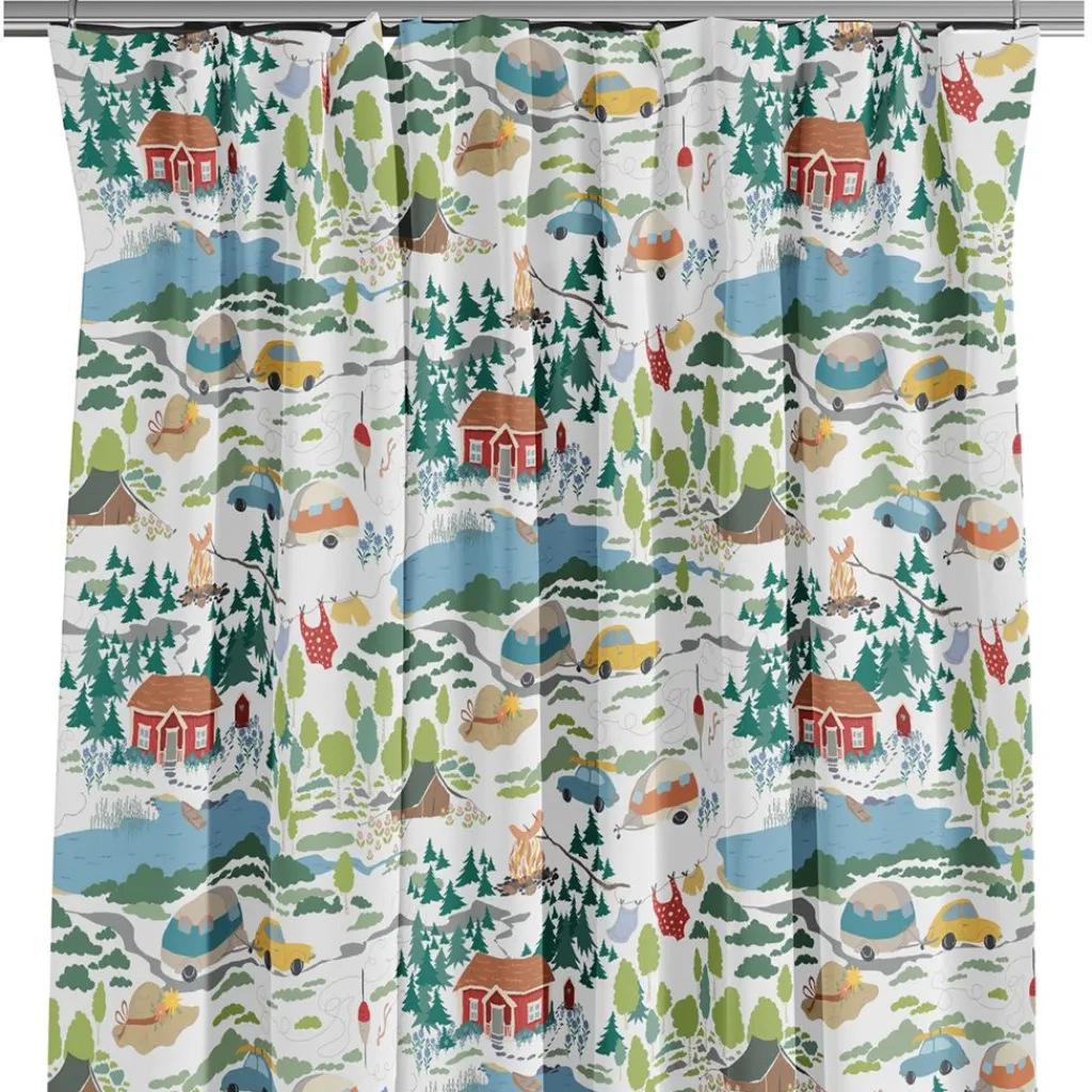 Arvidssons textil Gardiner Mönstrade|Semester vit gardiner – sommar och camping