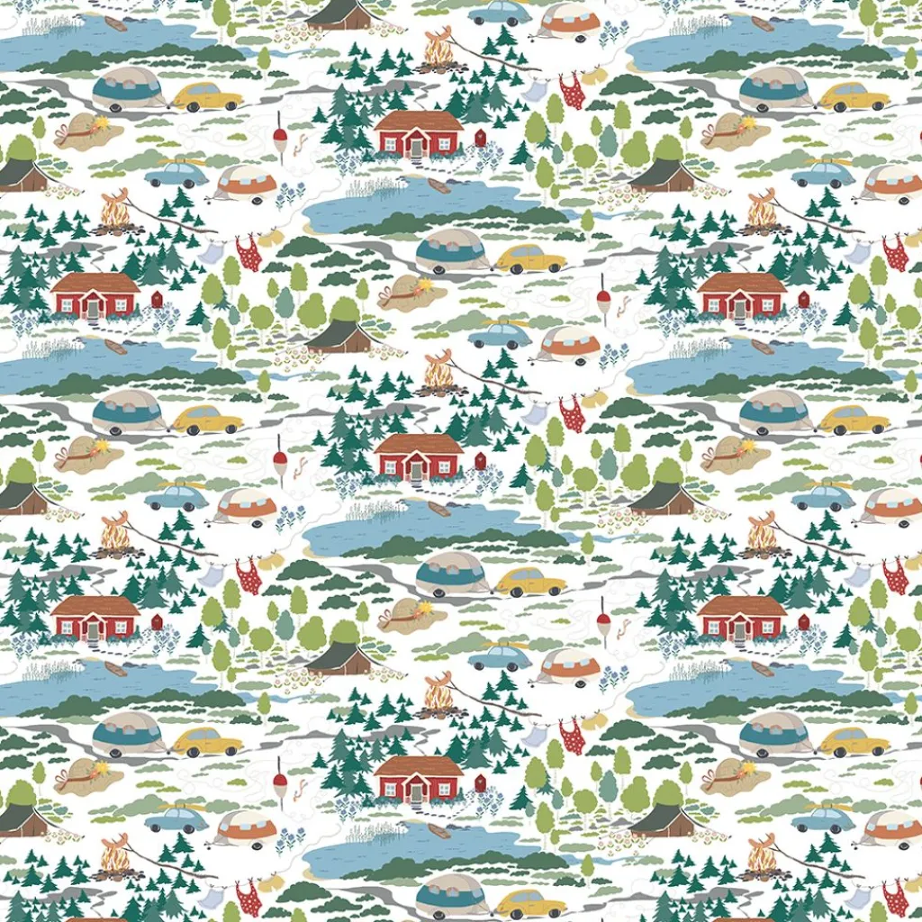 Arvidssons textil Gardintyger Mönstrade|Arvidssons Textil|Semester vit tyg – sommar och camping