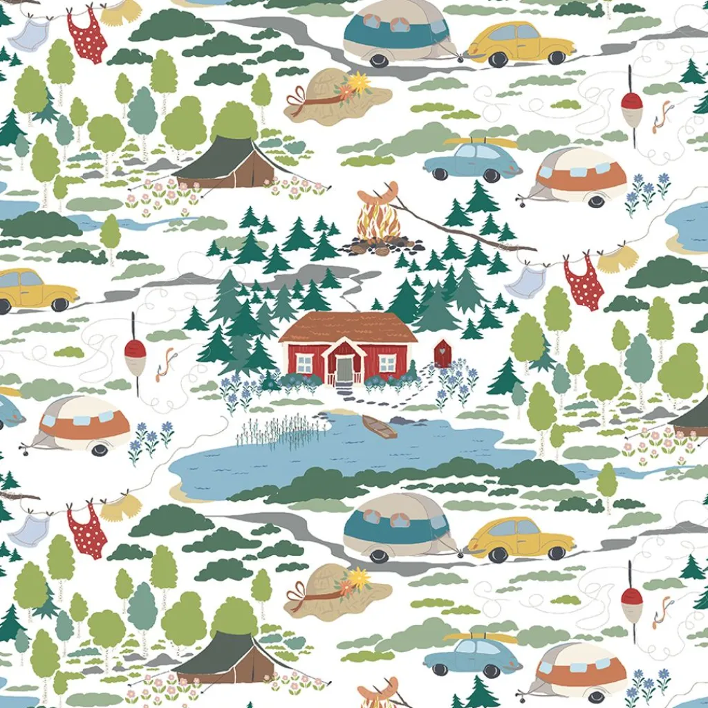 Arvidssons textil Gardintyger Mönstrade|Arvidssons Textil|Semester vit tyg – sommar och camping