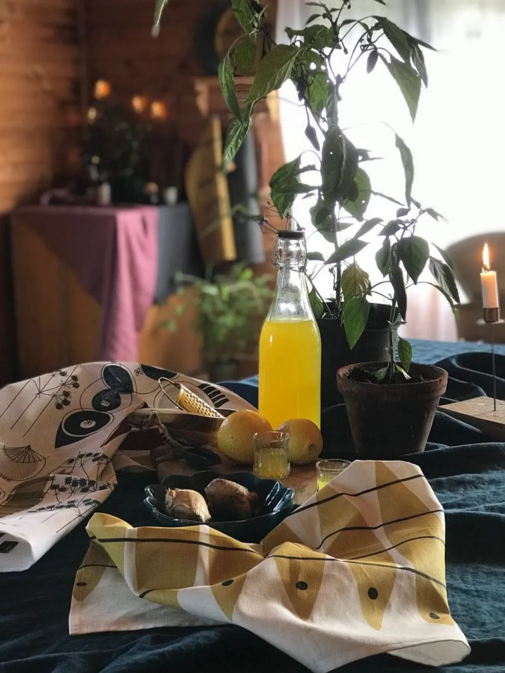 Almedahls Kökshandduk|Sill ochre kökshandduk -