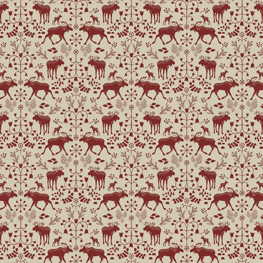 Arvidssons textil Julkuddar|Mönstrade Kuddfodral|Skogens konung culla röd kuddfodral