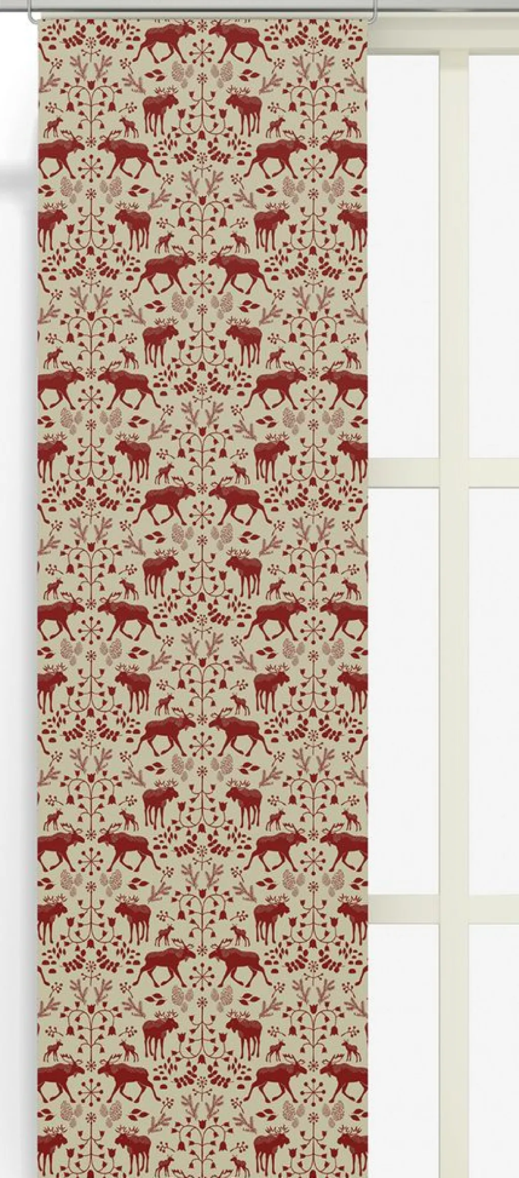 Arvidssons textil Panelgardiner|Skogens konung culla röd - panelgardiner