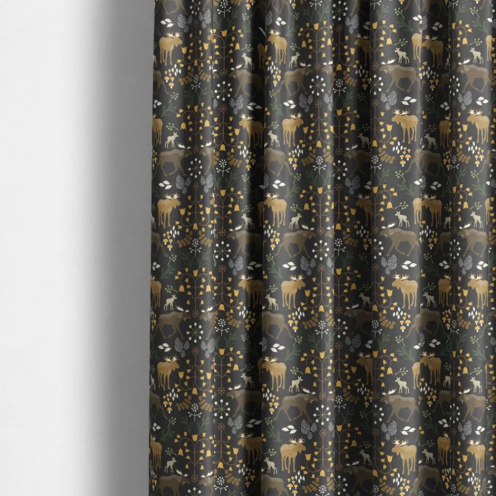 Arvidssons textil Gardintyger Mönstrade|Arvidssons Textil|Skogens Konung svart - tyg