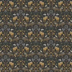 Arvidssons textil Gardintyger Mönstrade|Arvidssons Textil|Skogens Konung svart - tyg