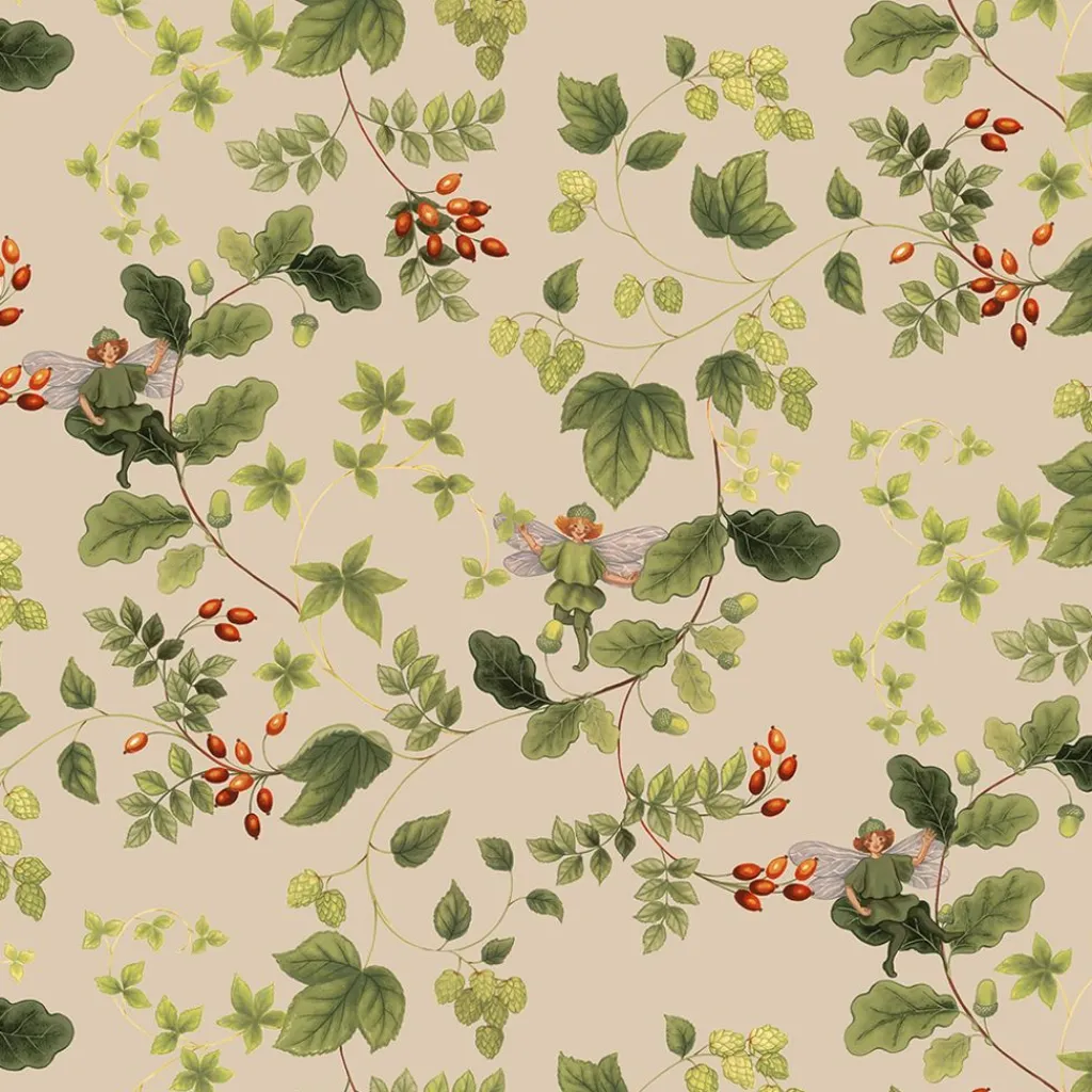 Arvidssons textil Gardintyger Mönstrade|Arvidssons Textil|Skogsälvan beige tyg