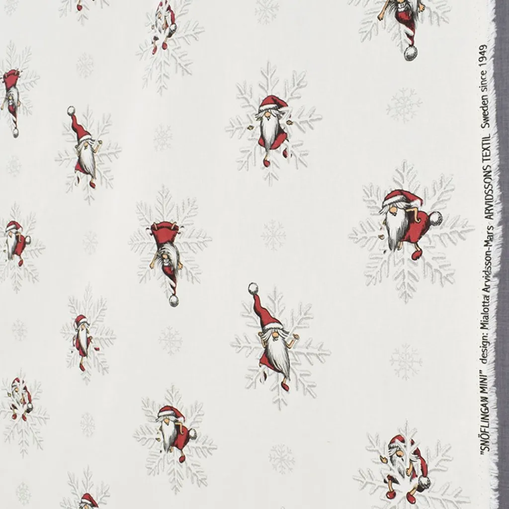 Arvidssons textil Gardintyger Mönstrade|Arvidssons Textil|Snöflingan mini vit tyg