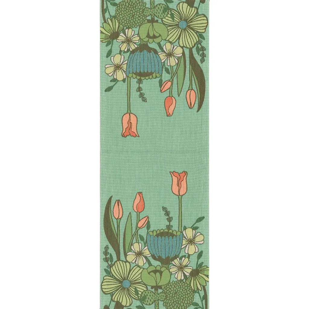 Ekelund Bordslöpare|Ekelund Löpare|Soft Green löpare 35x100 - Ekologisk bomull i gröna toner
