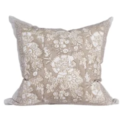 Fondaco Mönstrade Kuddfodral|Sonia beige blommigt kuddfodral i bomull 48x48cm