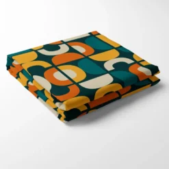 Arvidssons textil Bordsduk|Spiraldans turkos-gul bordsduk