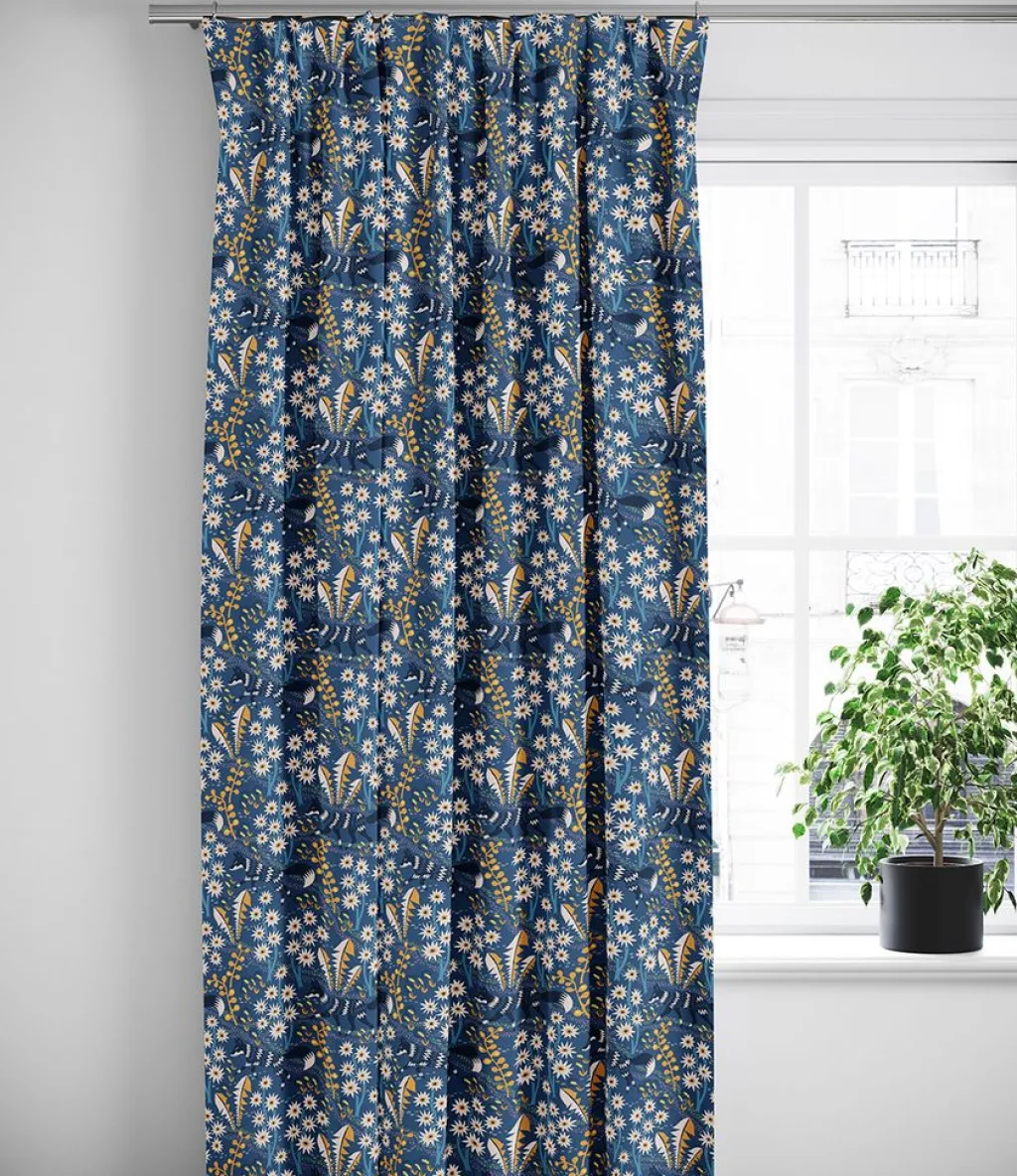 Arvidssons textil Gardiner Mönstrade|Stjärnspeja blå gardiner
