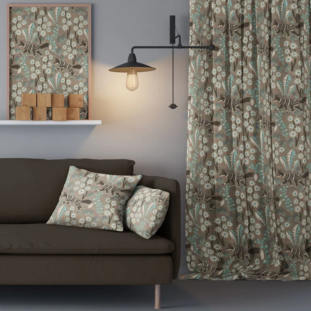 Arvidssons textil Gardintyger Mönstrade|Arvidssons Textil|Stjärnspeja khaki tyg