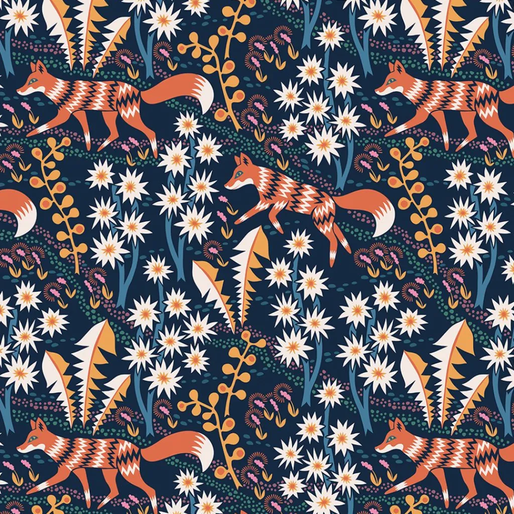 Arvidssons textil Gardintyger Mönstrade|Arvidssons Textil|Stjärnspeja mörkblå tyg