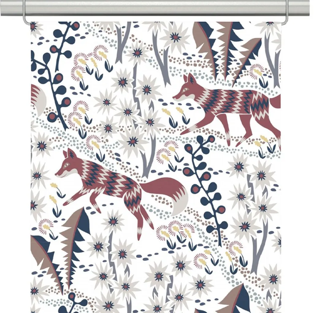 Arvidssons textil Julgardiner|Panelgardiner|Stjärnspeja offwhite-vinröd panelgardiner