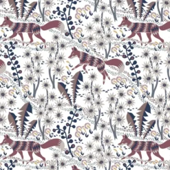 Arvidssons textil Gardintyger Mönstrade|Arvidssons Textil|Stjärnspeja offwhite-vinröd tyg