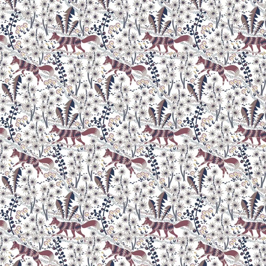 Arvidssons textil Gardintyger Mönstrade|Arvidssons Textil|Stjärnspeja offwhite-vinröd tyg